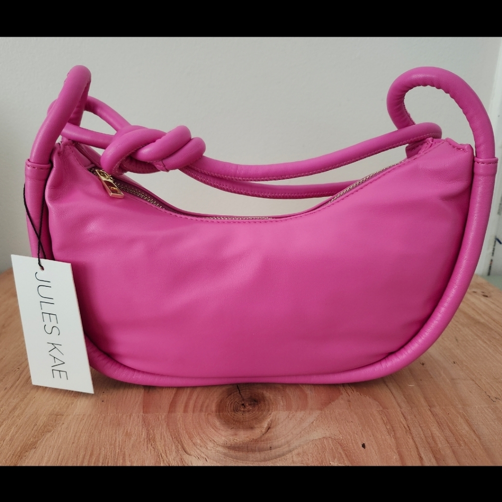 JULES KAE Sold AT  Anthropologie Pink VEGAN FAUX Leather Knot Bag Women's